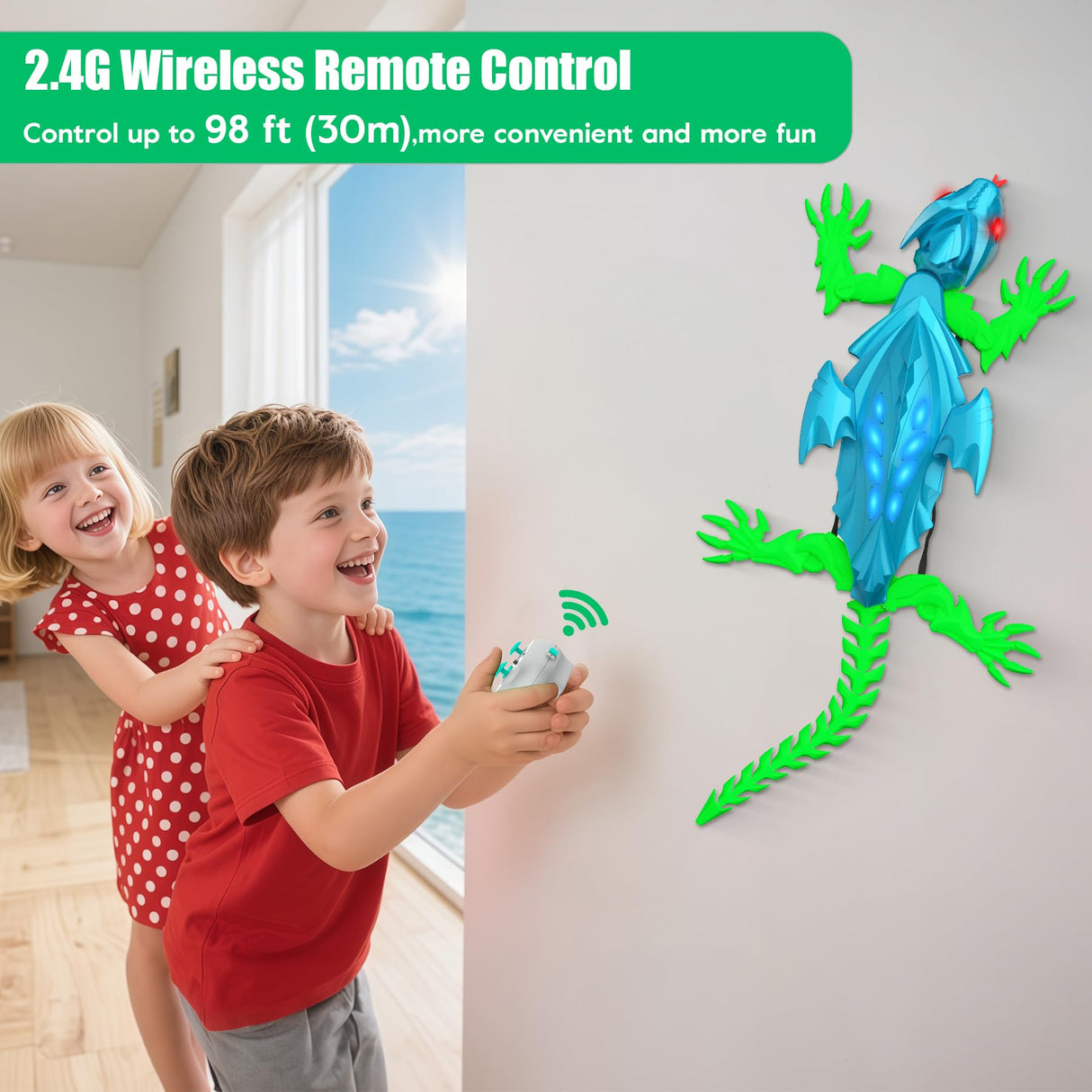 Wall Climbing Lizard, Robot Lizards Rechargeable Remote Control Car Toy RC Cars Toys for Kids RC Crawler for Boys & Girls Ages 6 & Up Halloween Christmas Birthday Gifts (Blue)