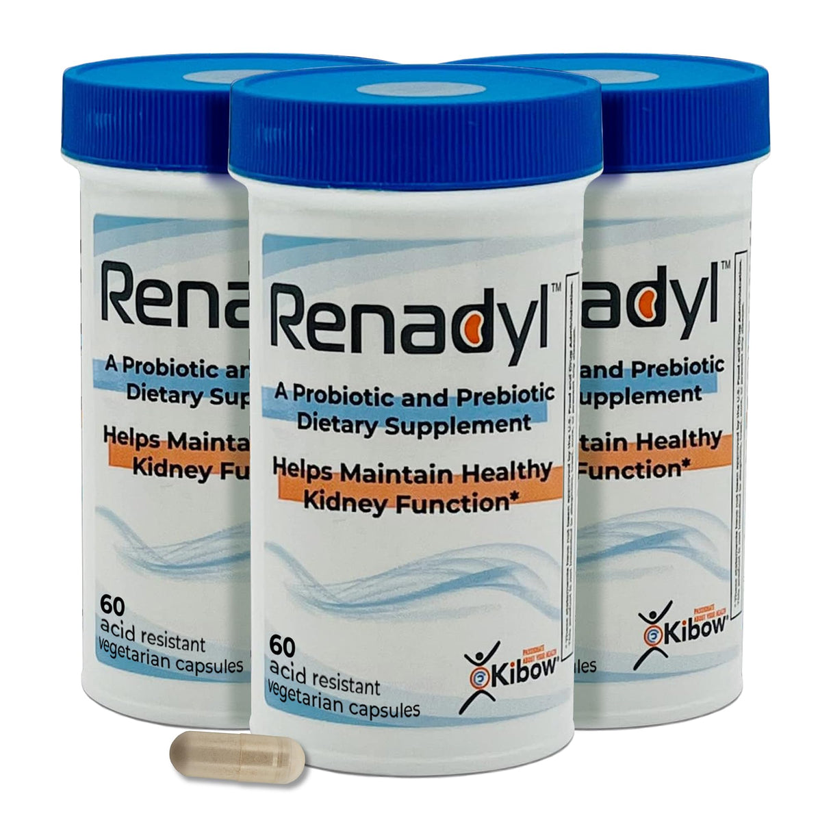 Renadyl Kidney Probiotic Supplement | Urea, Creatinine, & Uric Acid Support | 45 Billion CFUs | Clinically Tested, Non-GMO, & Made in USA, 180 Capsules (3 Bottles, 3 Month Supply)
