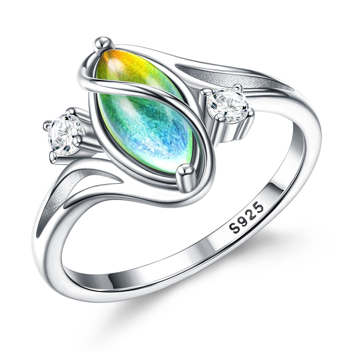 ADRAMATA 925 Sterling Silver Rings for Women Mood Ring Statement Size 9