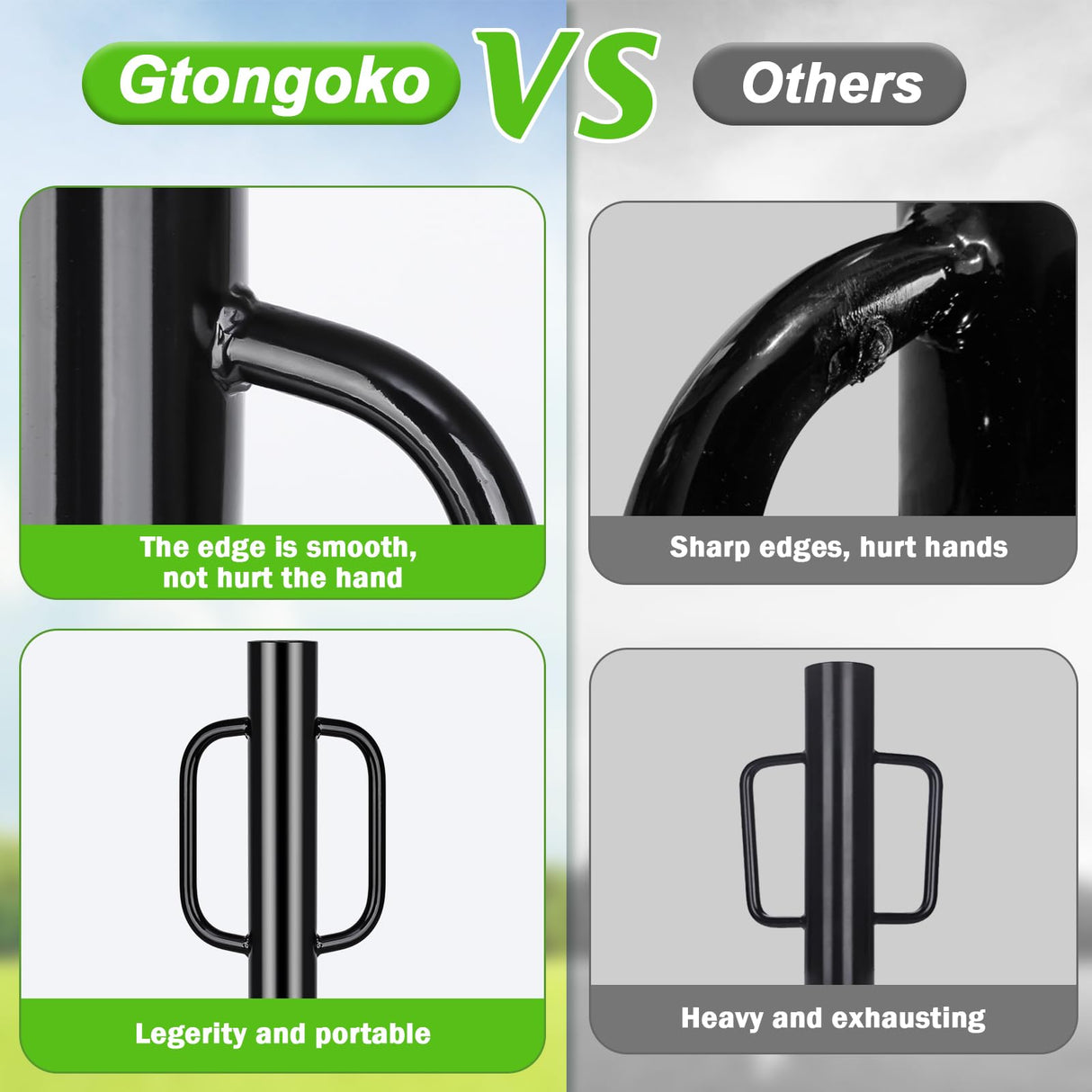 Gtongoko 12LB T Post Driver with Handles Heavy Duty Fence Post Driver Post Pounder for T-Posts,U Channel,Metal Post and Sign Post Pole Driver Tool,17 Inch Black
