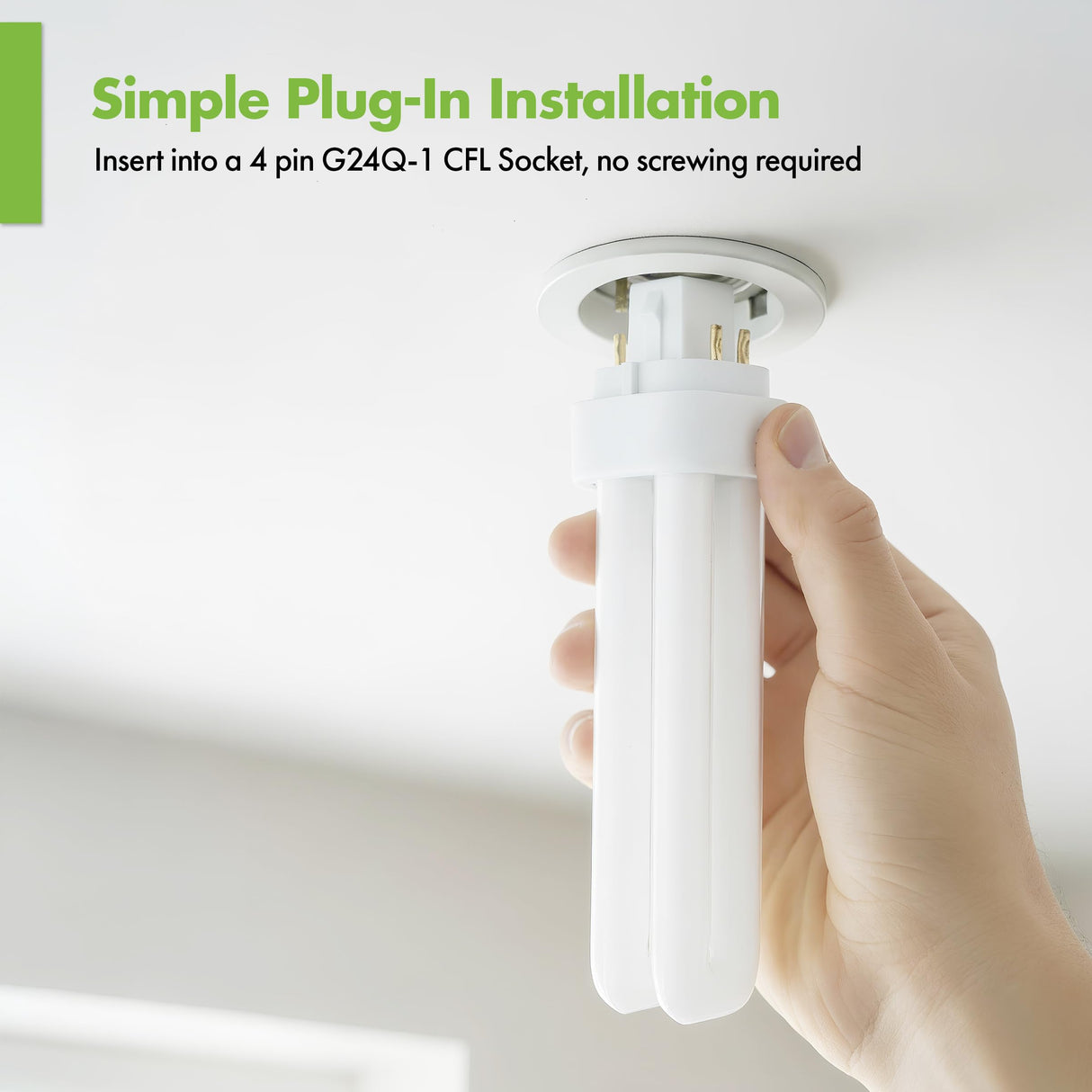 KOR 13W CFL Light Bulb, Double Tube, G24Q-1 4-Pin Base, 4100K Cool White – Pack of 4 (Replaces Philips, GE Models)