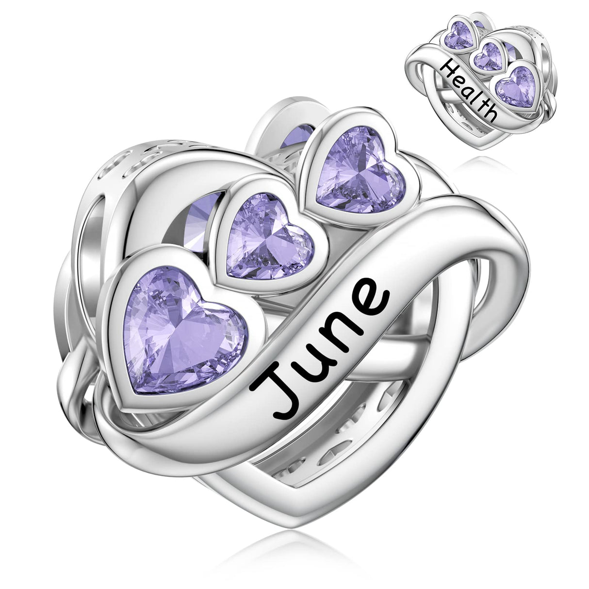 JIAYIQI Heart June Birthstone Charm for Pandora Charms Bracelet