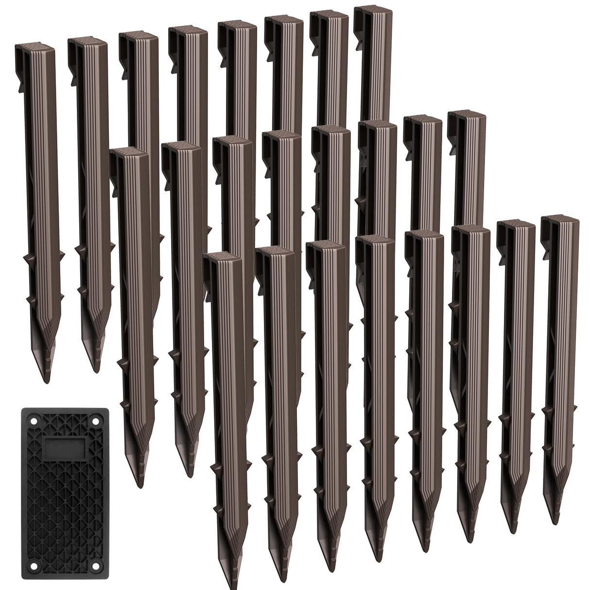 24 Pack Plastic Landscape Edging Anchoring Stakes,9.8 Inch, Brown