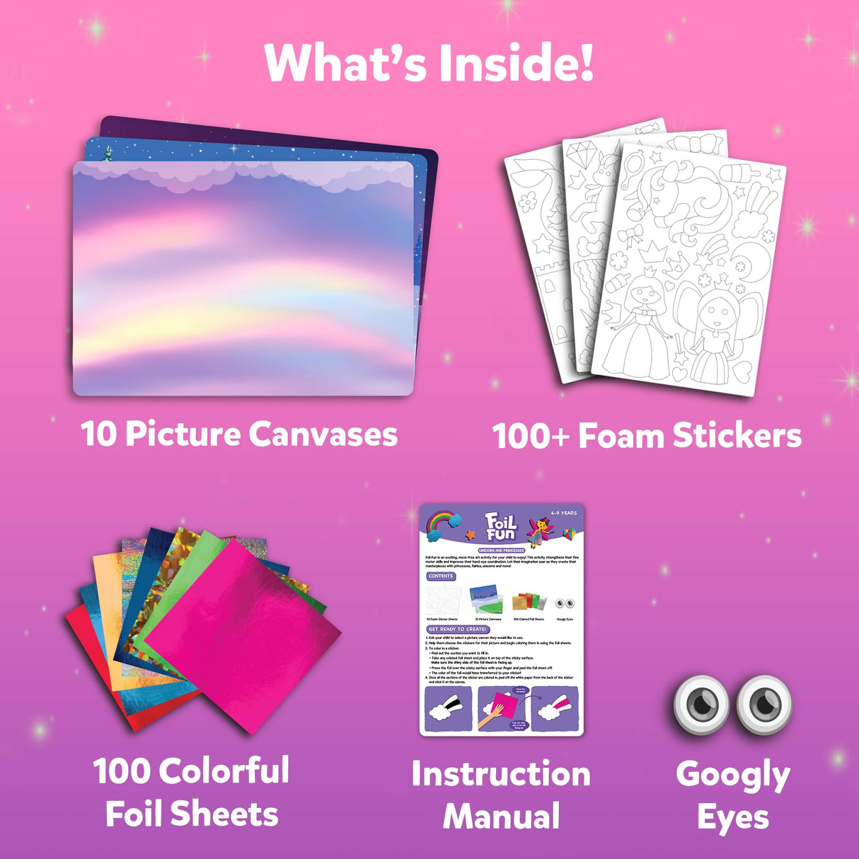 Skillmatics Foil Fun - Unicorns & Princesses, No Mess Art for Kids, Craft Kits & Christmas Fun Supplies, DIY Creative Activity, Travel Toys, Gifts for Ages 4, 5, 6, 7, 8, 9