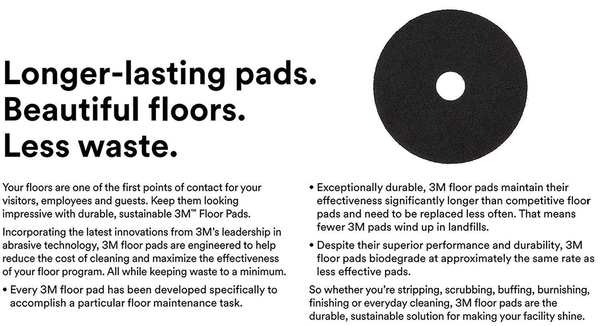 3M Black Stripper Pad 7200, 20" Floor Care Pad