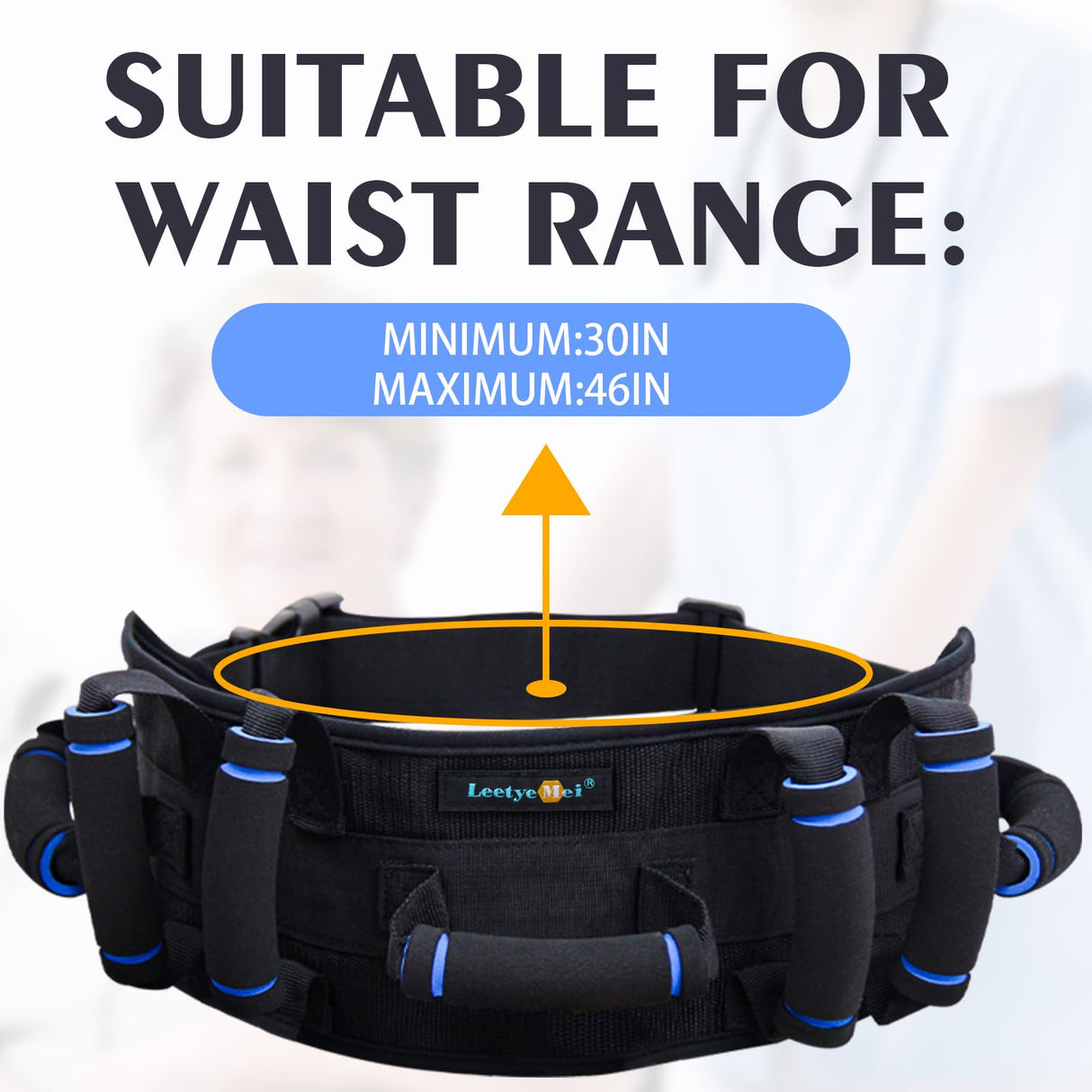 Leetye Mei Gait Belts Transfer Belt for Seniors with 7 Handles, Gate Belt for Elderly Lift Belts Quick Release Buckle, Medical Nursing Safety Belt Patient Assist - Bariatric, Elderly, Physical Therapy