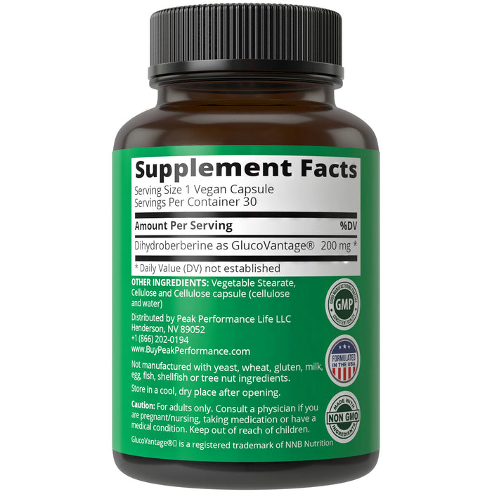 Super Berberine Supplement - Dihydroberberine GlucoVantage® Now 5X More Effective Than Regular Berberine HCL Powder Capsules. for Metabolism Support. Keto Friendly Plus Vegan Extract Pills