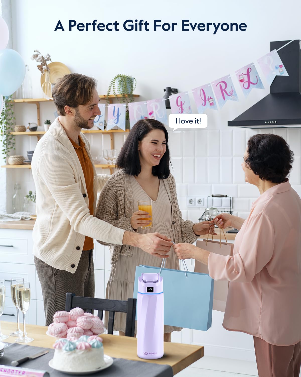 Boost Smart Water Bottle that Reminds You to Drink, 24oz BPA-Free Stainless Steel Vacuum Insulated Bottle, Wide Mouth Water Tracker Bottle with APP, Ideal Gift for Christmas, Halloween, New Year