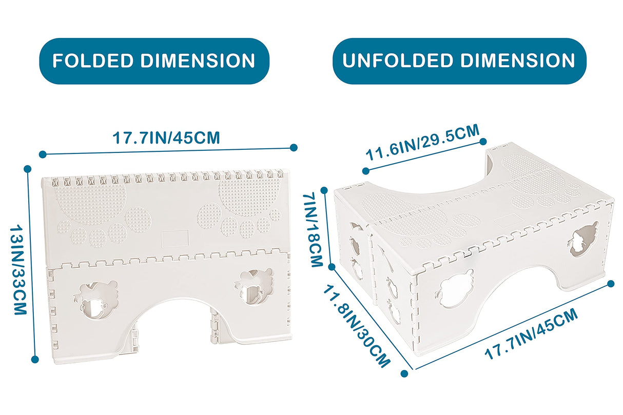 Foldable Toilet Stool, 7 inches Healthy Squatting Posture Poop Stool with Anti-Slip Feet by CHEAGO, Portable Travel Foot Stool for Toilet, Unique Folding Design Compact&Wide footrest (Snow White)