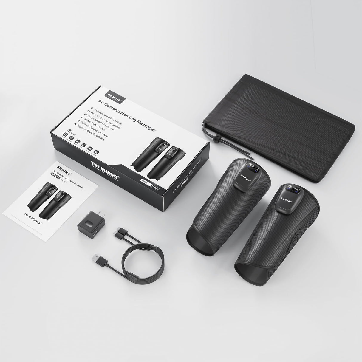 FIT KING Upgraded Cordless Calf Massager for Circulation, Rechargeable Leg Massager for Pain Relief, Relax & Fast Recovery, 3 Modes Intensities,Gift for Mom Dad, Athlete - FSA HSA Eligible