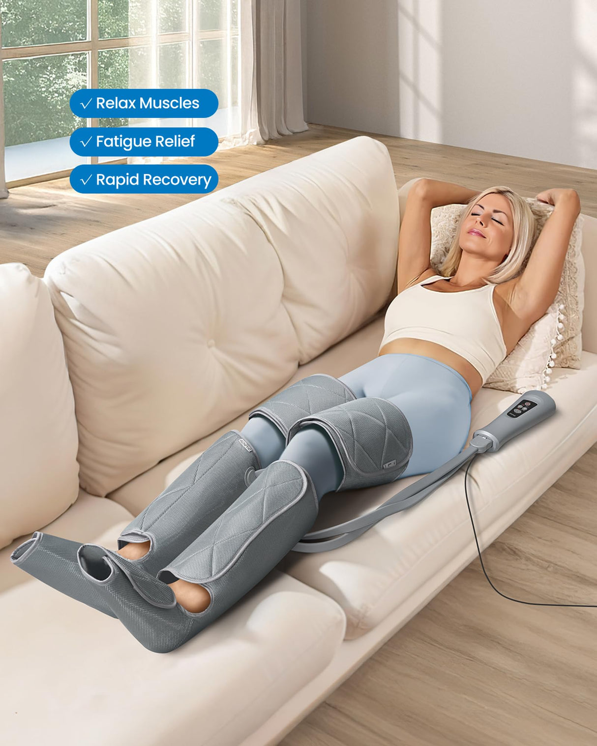 RENPHO Leg Massager FSA HSA Eligible, Air Compression Massager for Circulation Pain Relief, Effective for Father Mother Reduce Swelling-Grey