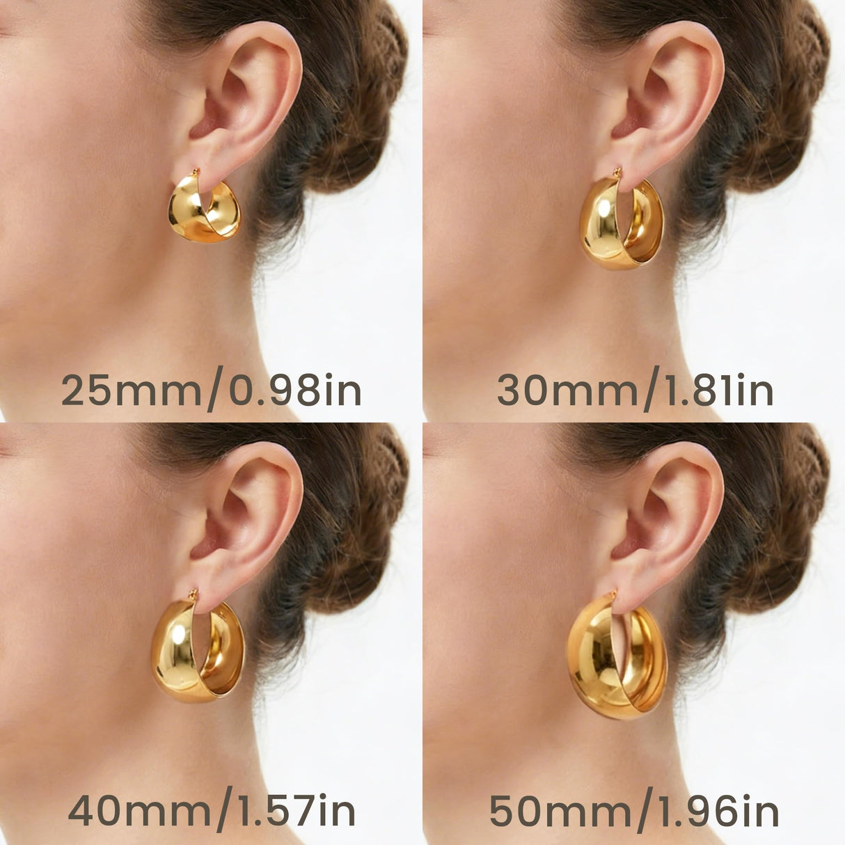 LOUMILEO 24MM Wide Thick Gold Hoop Earrings for Women Lightweight 30MM