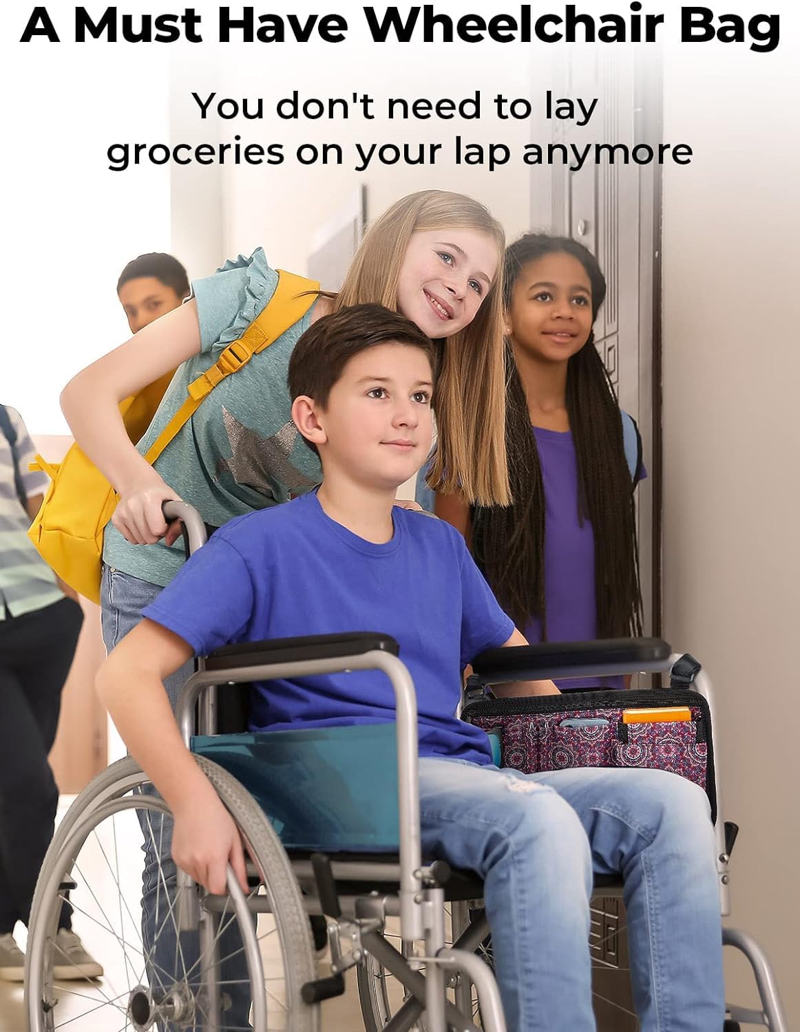 ZHCHG Wheelchair Side Bag with Cup Holder, Wheelchair Armrest Pouch Accessories for Walker, Rollator, Electric Scooter Wheelchairs, Ideal Gift for Mother's Day & Father's Day