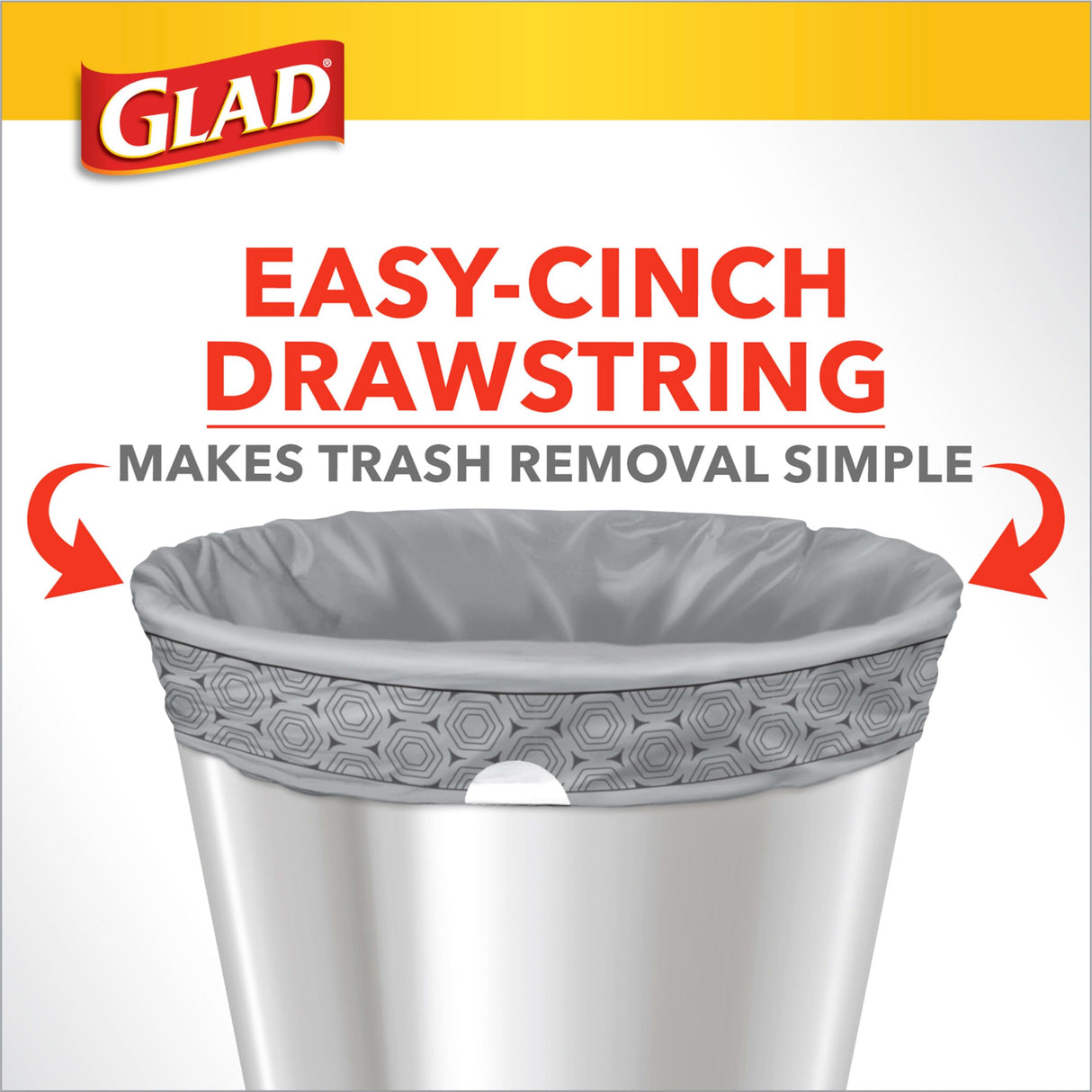Glad Medium Drawstring Trash Bags with Clorox, 8 Gal, Lemon Fresh Bleach, 80 Ct (Package May Vary)
