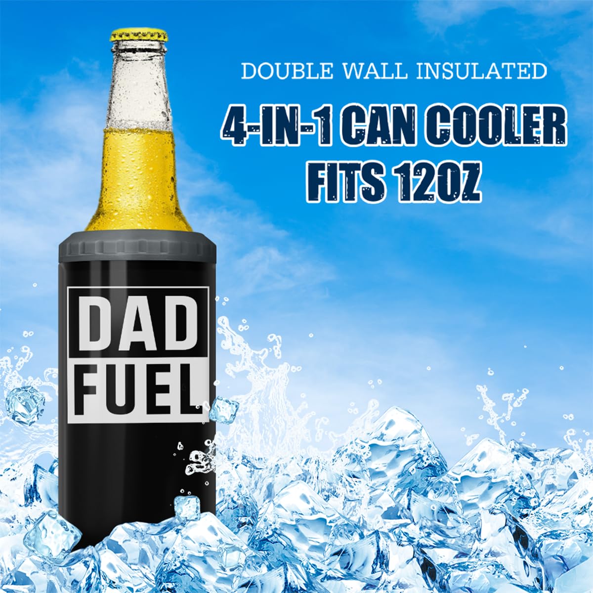 SANDJEST 4-in-1 Tumbler Gifts for Dad from Daughter Son - 12oz Dad Fuel Can Cooler Tumblers Travel Mug Cup - Stainless Steel Insulated Cans Coozie Christmas, Birthday, Father's Day Gift for Daddy