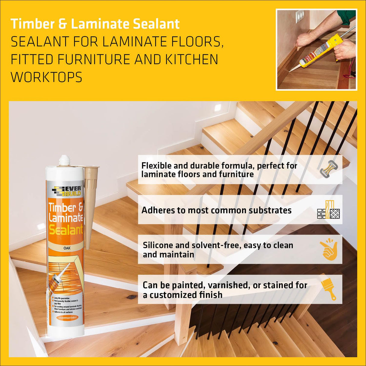 Everbuild EVBTIMBOAK Timber and Laminate Sealant Oak C3, Set of 1