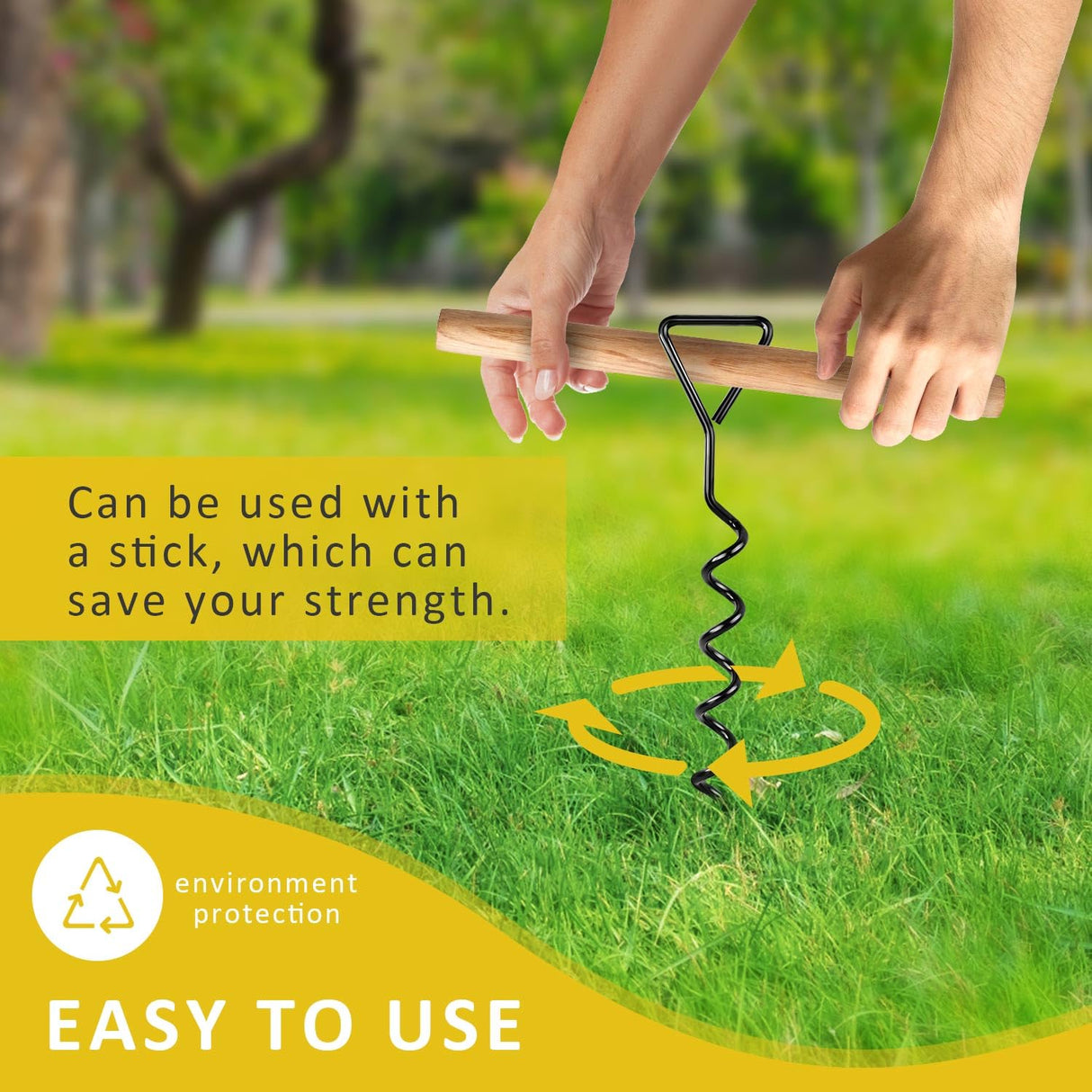 Tree Stake Kit, Heavy Duty Spiral Tree Stakes and Supports for Leaning Trees, Protect Trees from Bad Weather (2, Black)