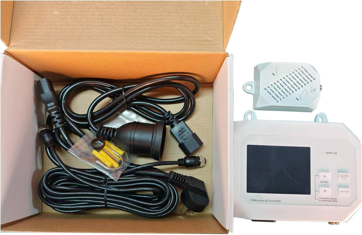 YFYIQI Wall Mount CO2 Controller Carbon Dioxide Monitor with CO2 Repeatability 10ppm External Sensor CO2 Measurement Range 0-9999ppm Digital Color Screen Display Two Mode Charactor Mode Plant Mode