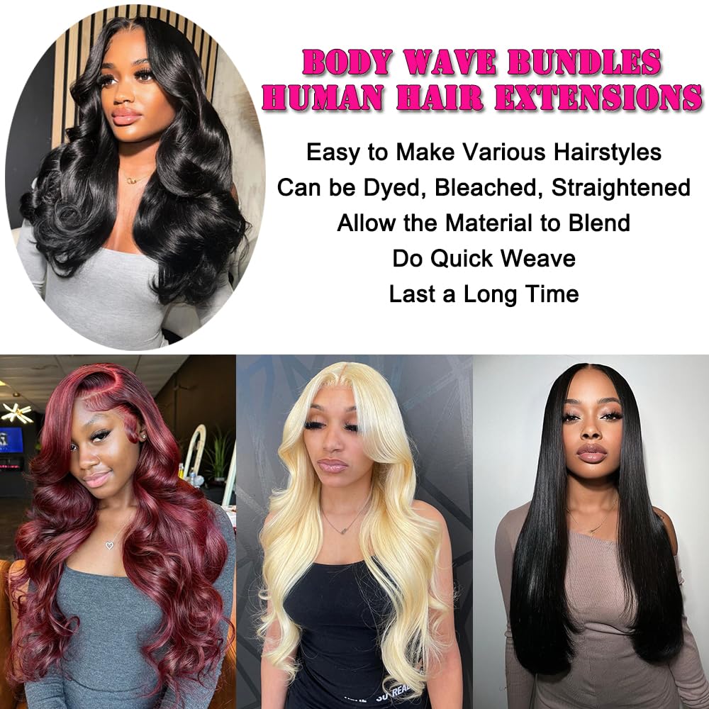 12A Human Hair Bundles 400g Body Wave Bundles Human Hair Extensions 12 14 16 18 Inch Brazilian Virgin Body Wave 4 Pieces Deals Unprocessed Brazilian Quick Weave Extensions Natural Black