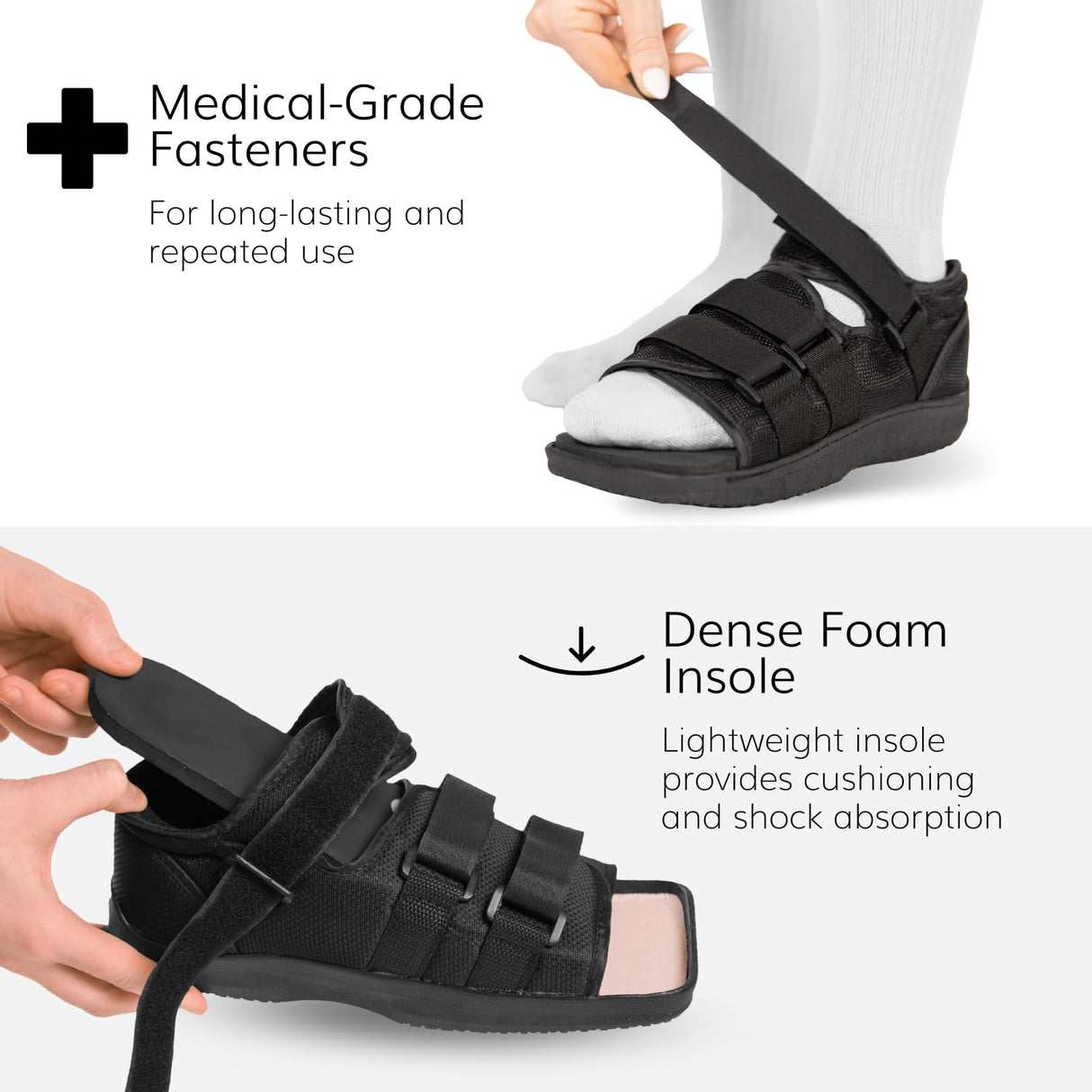 BraceAbility Post Op Shoe Foot Brace - Orthopedic Surgical Cast Shoe for Broken Toes, Injured Foot Protection, Stress Fracture Recovery Medical Boot for Women - FSA HSA Eligible (M - Female)