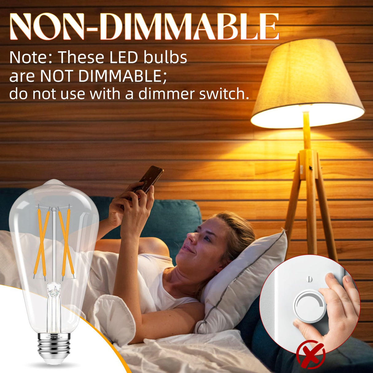 GvvooHome Edison Bulbs, E26 LED Bulb 60 watt Equivalent, Non-Dimmable, Soft White 2700K, ST58 Vintage Light Bulbs, 90+ CRI, 6W 600LM, E26 Medium Base, Clear Glass, 12 Pack