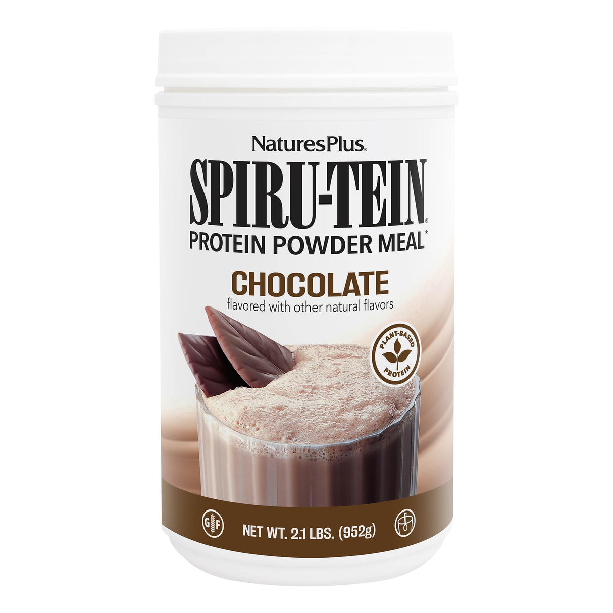 NaturesPlus Spiru-Tein, Chocolate - 2.1 lb - Protein Complex with Spirulina - 14 g of Plant-Based Protein Per Serving - Non-GMO, Vegetarian - 34 Servings