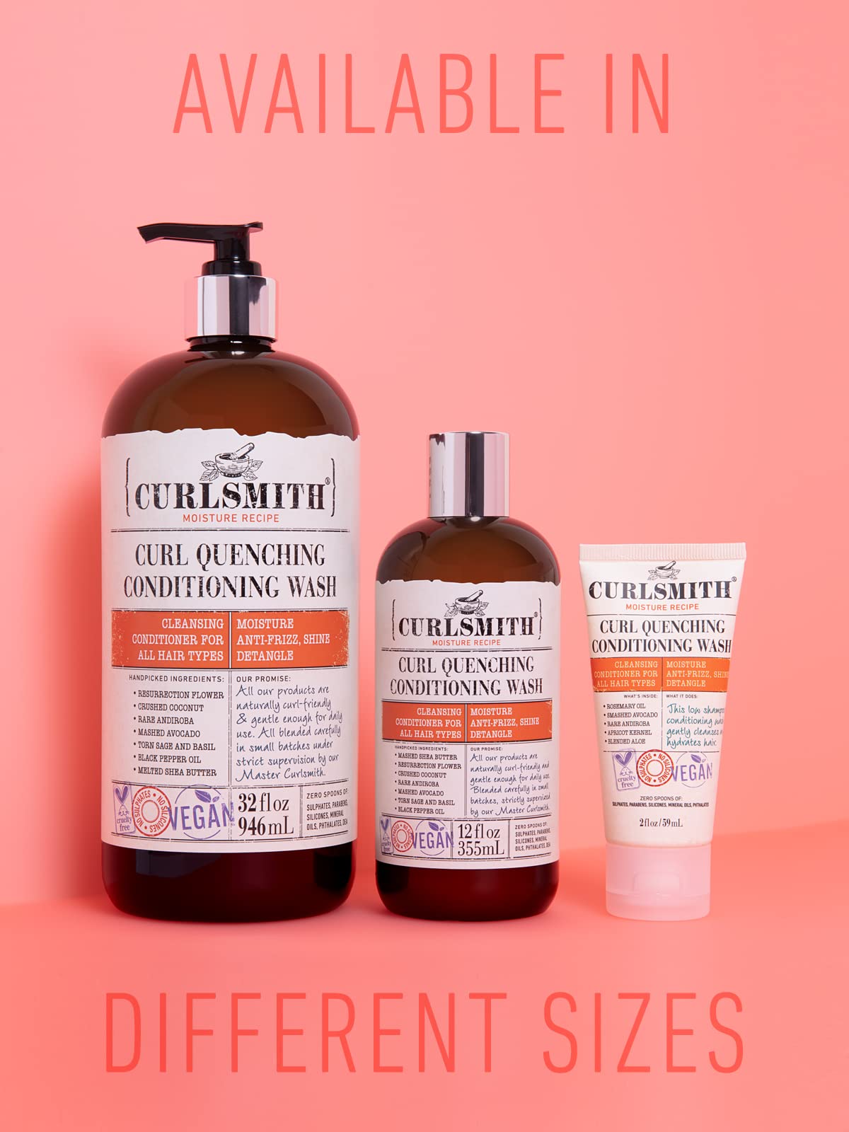 CURLSMITH - Curl Quenching Conditioning Wash - Vegan Cowash 2 in 1 Conditioner and Shampoo for Wavy, Curly and Coily Hair (32oz)