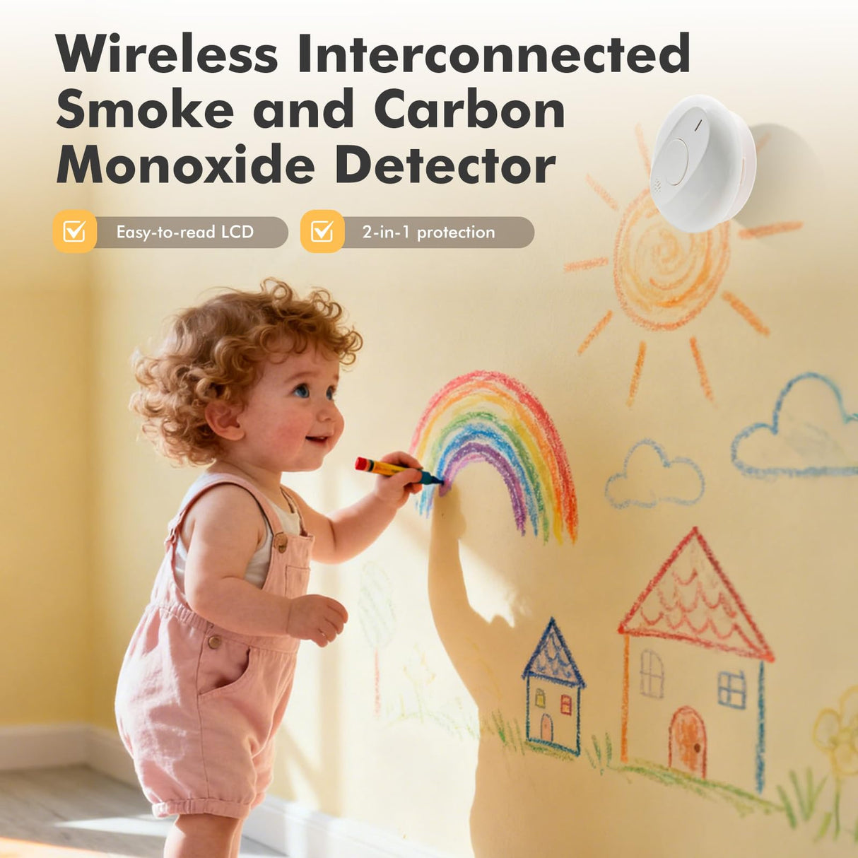 Smoke Detector Smoke and Carbon Monoxide Detector Smoke Detector Carbon Monoxide detectors 10-Year Battery Life, Battery-Powered Smoke and Carbon Monoxide Alarm Combination 3 Pack