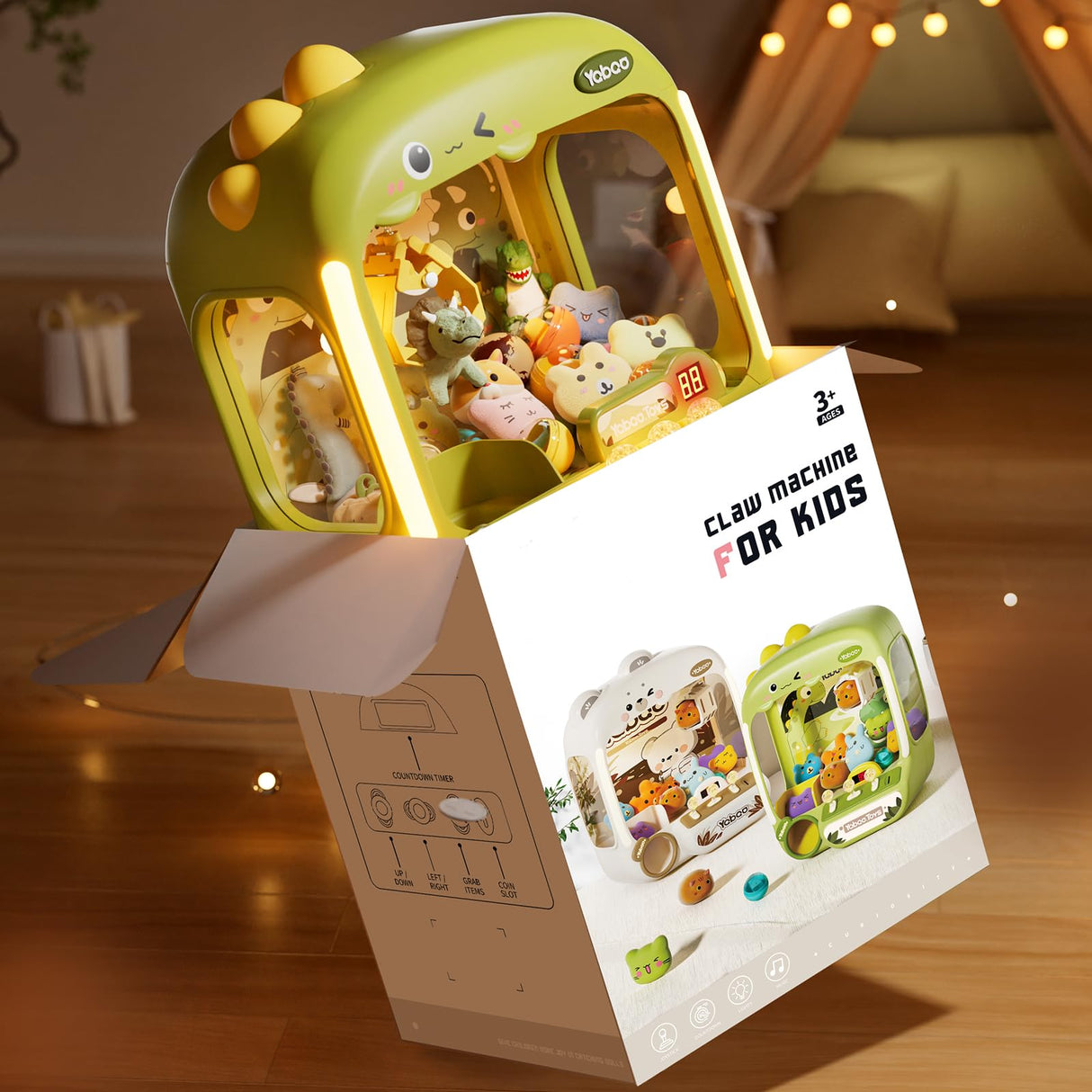 64 PCS Large Claw Machine for Kids Dinosaur,Vending Machine Toys for Boys 5 6 7 8 Year Old,Candy and Prize Electronic Dispenser Game Ages 5-7 6-8,Christmas Birthday Gift for 3 4 5 6 Year Old Boy Girl