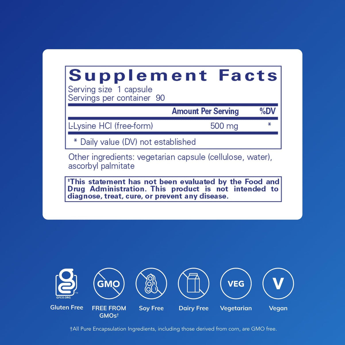 Pure Encapsulations L-Lysine, 90 Capsules