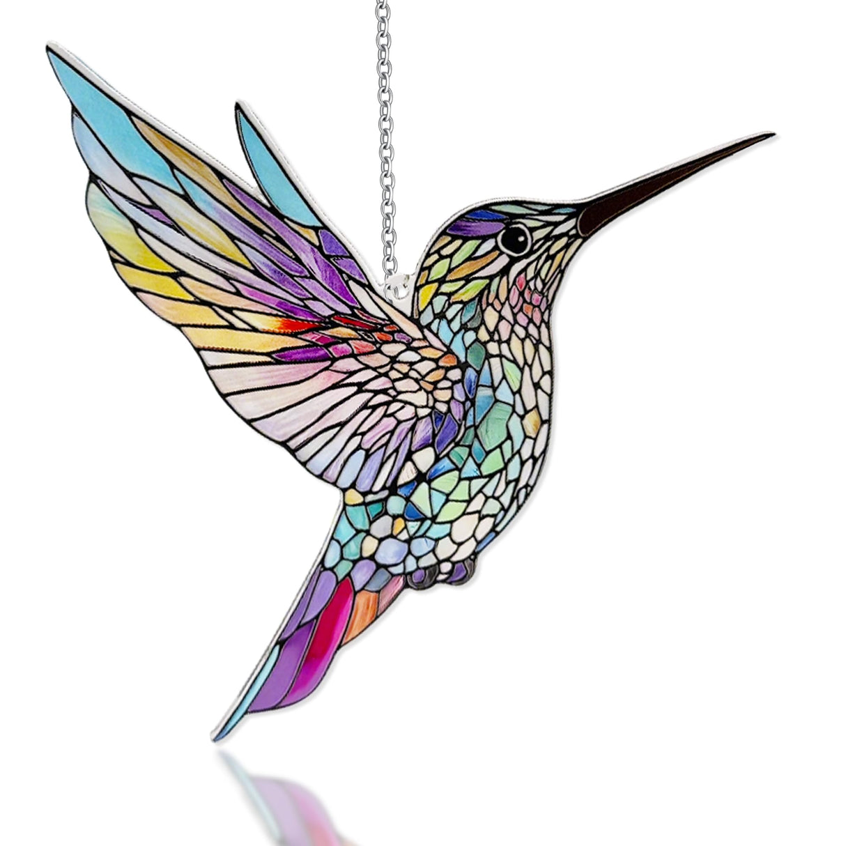 Hummingbirds Suncatcher Stained Glass, Hummingbird Suncatcher Ornament, Hummingbird Suncatcher for Grandma/Mom/Women (Colorful)