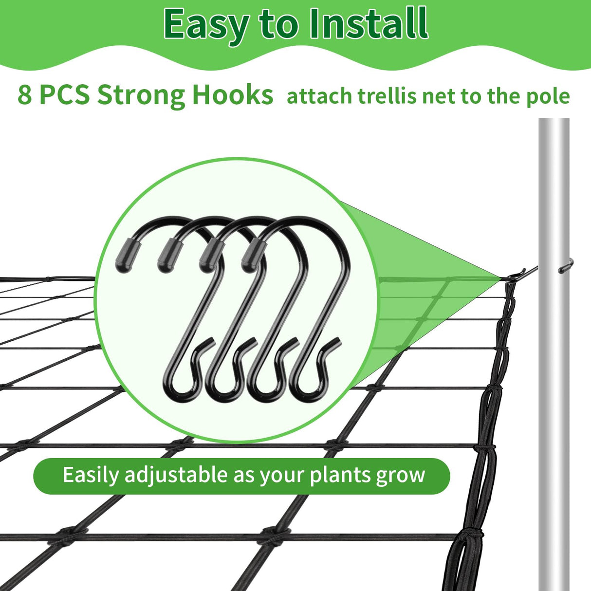 Trellis Netting, Scrog Net 4×4 ft, Heavy-Duty, Grow Tent Accessories, 2 Pcs