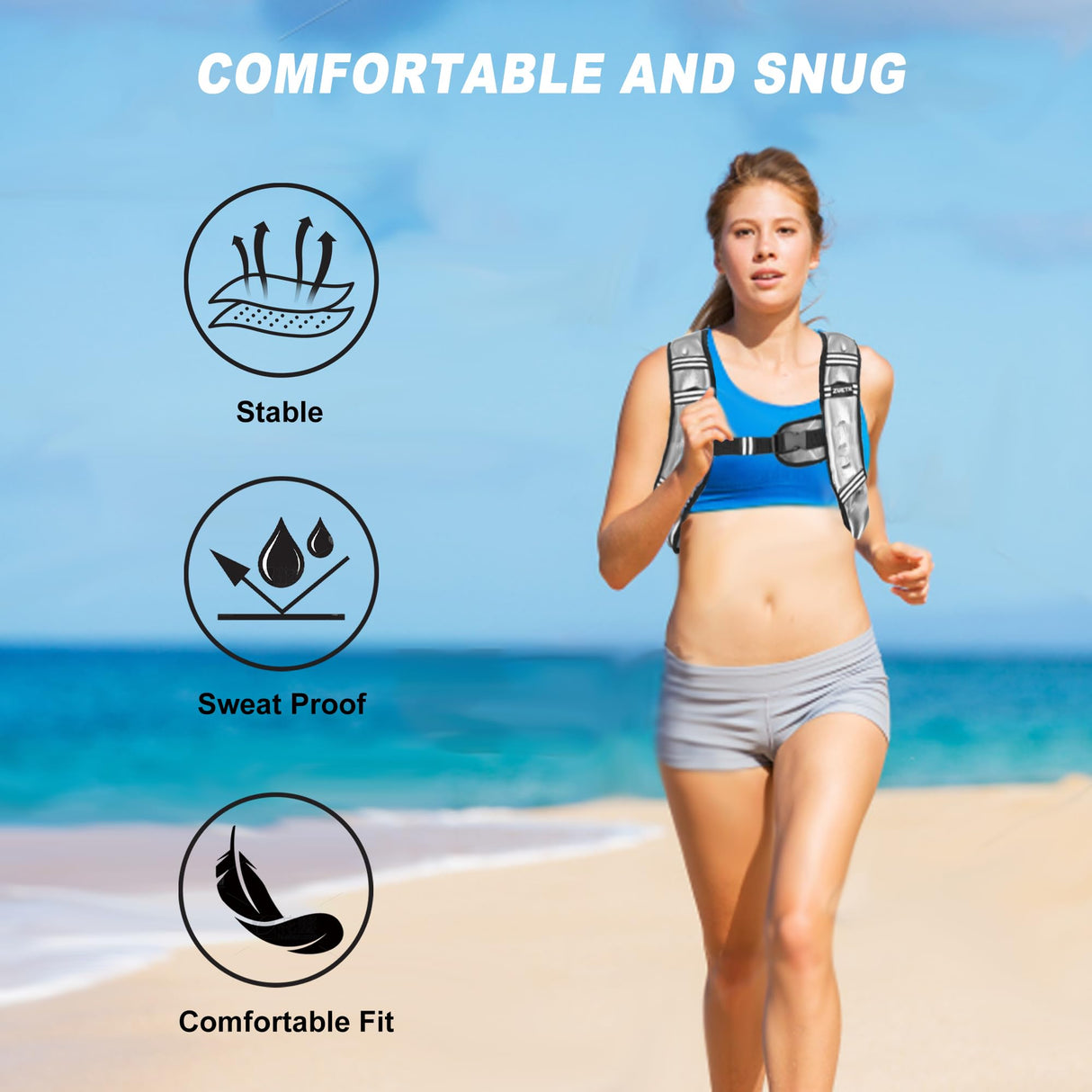 ZUETK Weighted Vest, 6lb/8lb/12lb/16lb Weight Vest with Reflective Stripe, Weighted Vest for Men Women Workout Equipment for Strength Training, Running, Jogging, Fitness, Weight Loss