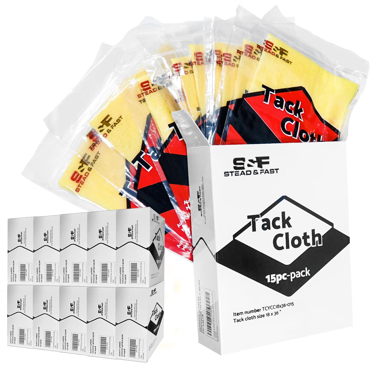 S&F STEAD & FAST Tack Cloth Bulk Case 150-pc, Yellow - for Woodworking, Automotive Painting, Removing Dust - Wax and Silicone Free, Anti Static Tack Rag for The Professional