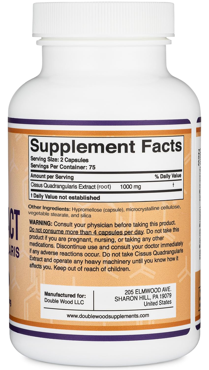 Cissus Quadrangularis Super Extract, 150 Capsules (Non-GMO, Gluten Free) Dietary Supplement for Joint and Tendon Health, 1000mg Serving Size