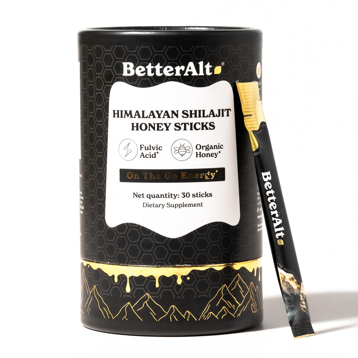 Better Alt Pure Himalayan Shilajit Sticks with Organic Honey, Saffron | Easy to Consume Shilajit| 30 Sticks for Energy Boost & Immune Support, 85+ Trace Minerals, 75%+ Fulvic Acid