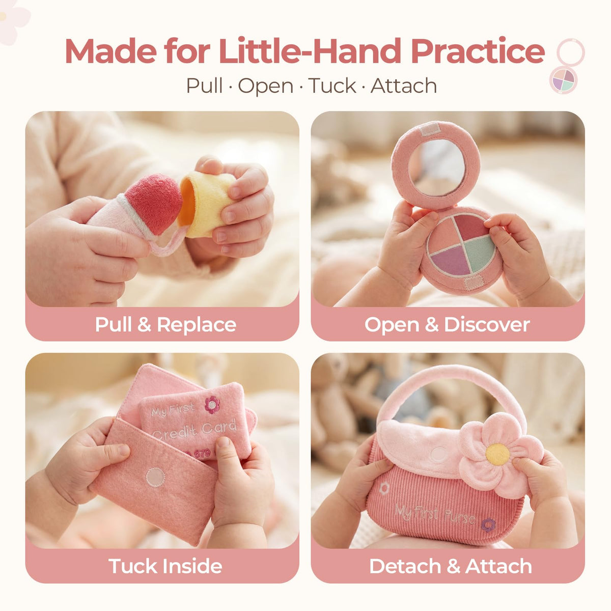 let's make My First Baby Purse, 10 Pcs Sensory Toy for Baby & Toddler Girls