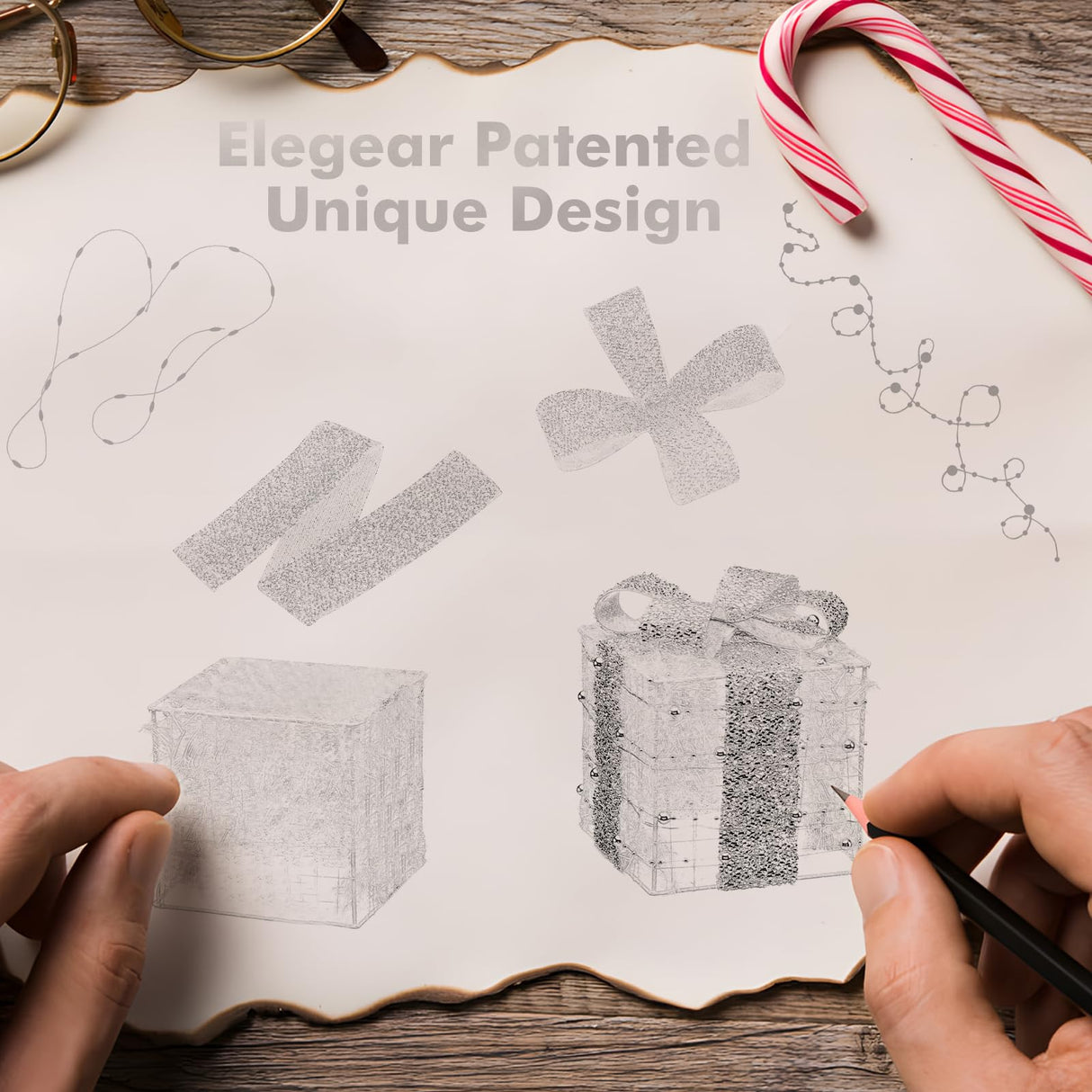 Blue Christmas Decorations, Christmas Lighted Gift Boxes 140 LEDs Light Up Presents Christmas Decor, 8 Modes & Timer Function Plug-in Set of 3 Lighted Christmas Boxes for Xmas Holiday Indoor Outdoor