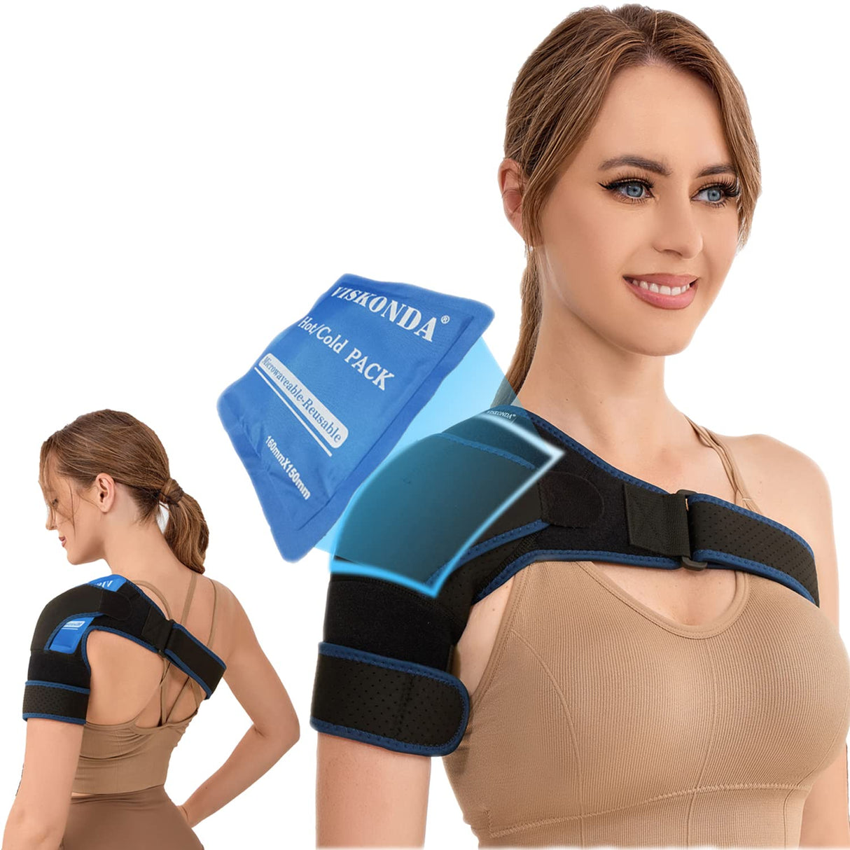 VISKONDA Shoulder Brace Sling Immobilizer and Compression Sleeve,Rotator Cuff Injury Supports for AC Joint Pain Relief,Arm Stability,Tear,Bursitis,Swelling,Tendonitis,for Men and Women (Large)