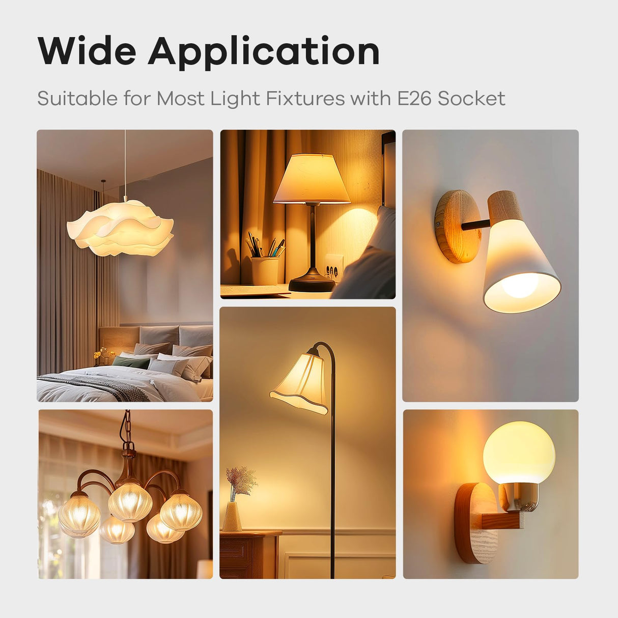 Linkind A19 LED Light Bulbs Dimmable, 100W Equivalent Light Bulbs, 16W, 2700K Soft White, 1600 Lumens LED Bulbs, E26 Standard Base, 120V, Lighting for Bedroom Living Room Home Office, 6 Packs