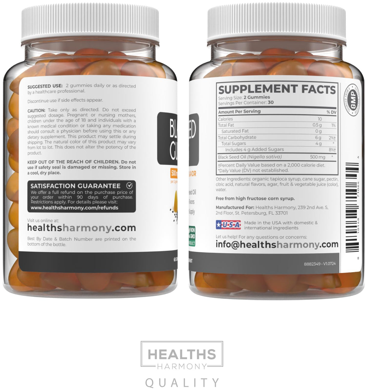 Black Seed Oil Gummies - Natural Ginger Ale Flavor (Non-GMO & Vegan) Cold-Pressed Nigella Sativa Producing Pure Black Cumin Seed Oil - 500mg Per 2 Gummy Serving