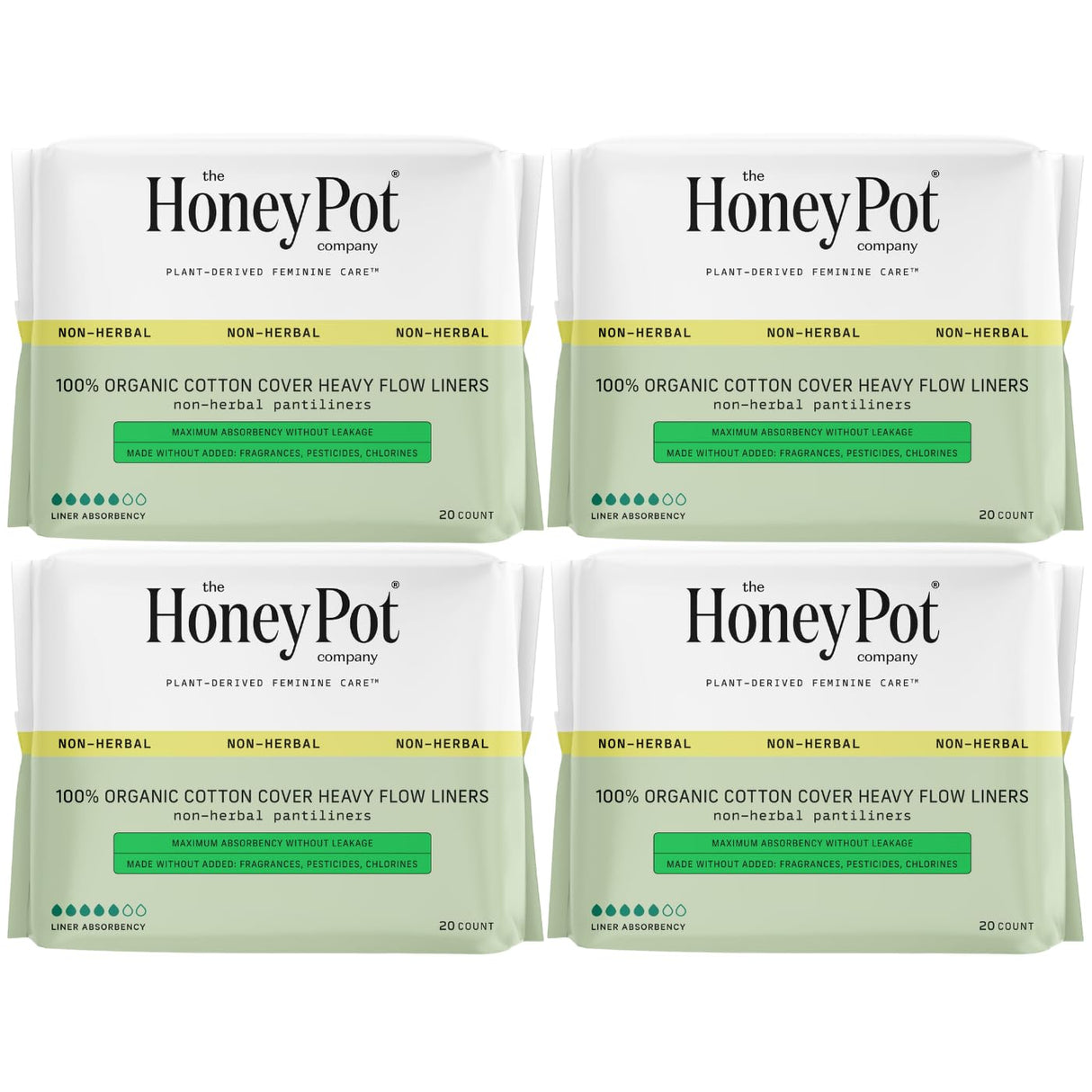The Honey Pot Company - 80ct - Non-Herbal Heavy Panty Liners for Women w/Wings - Organic Cotton Cover & Ultra-Absorbent Core - Sanitary Pads - Feminine Care - FSA & HSA Eligible
