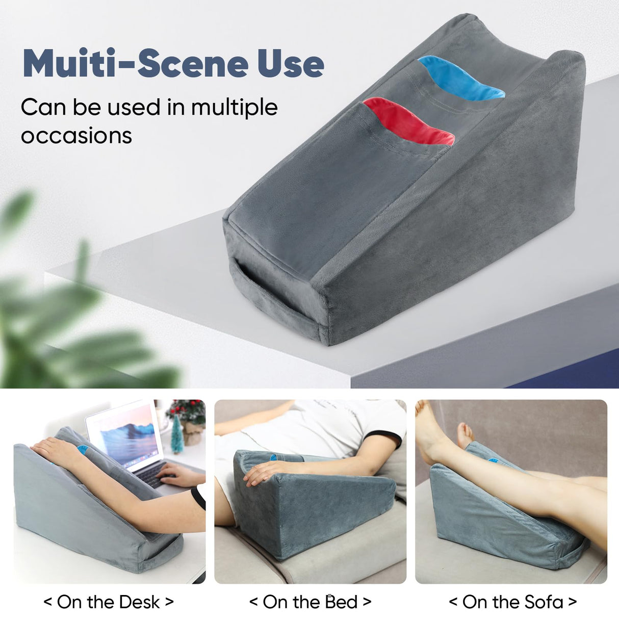 TBXONMOW Arm Elevation Pillow Arm Wedge Pillows for Adults Arm Support Pillow with Pocket for Post Surgery Elbow Arm Rest Pillow with Removable Pillow for Sleeping(Grey)