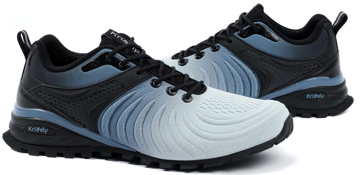 Kricely Men's Walking Shoes Lightweight Breathable Fashion Sneakers Athletic Gym Sports Trail Running Shoes(Blue 10.5)