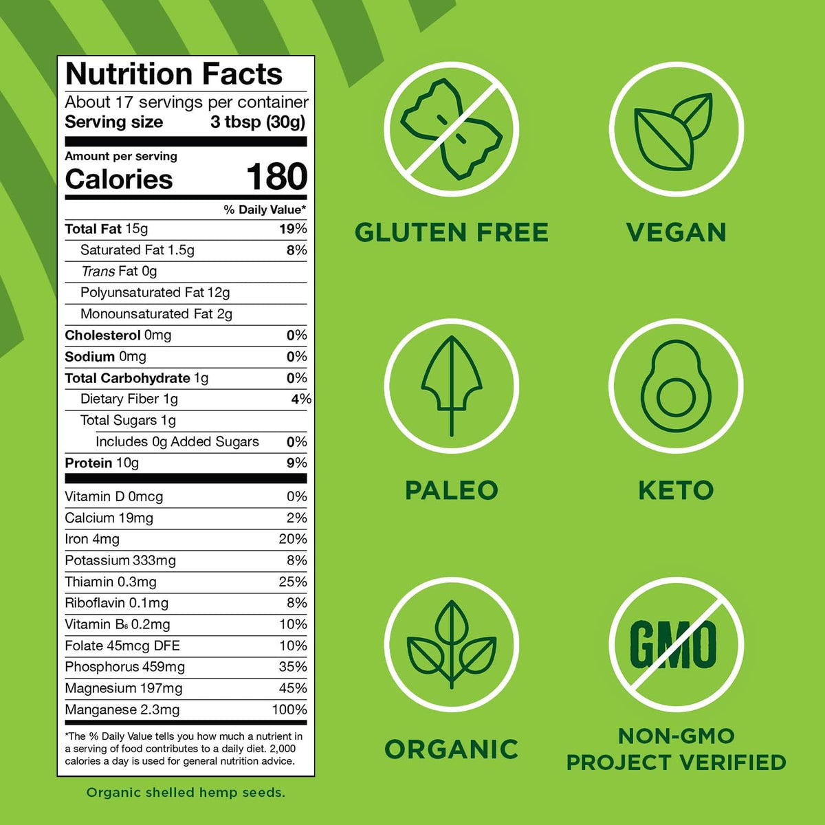 Manitoba Harvest Organic Hemp Hearts, Shelled Hemp Seeds, 18 oz