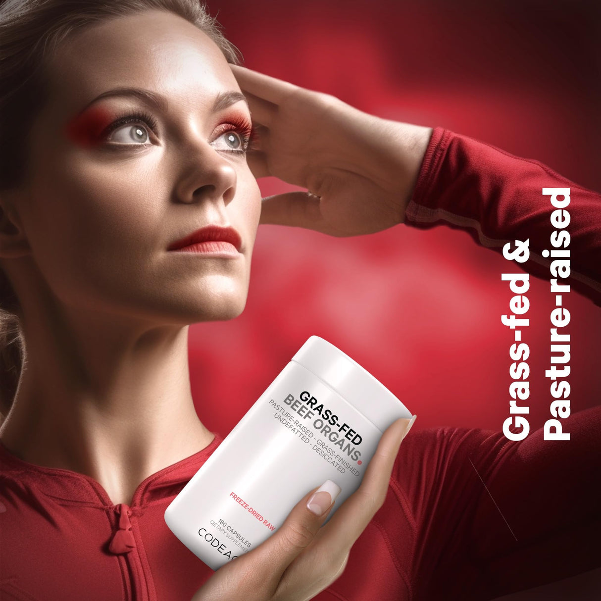 Codeage Grass Fed Beef Organs Supplement – Glandulars Supplements - Freeze Dried, Non-Defatted, Desiccated Liver, Heart, Kidney, Pancreas & Spleen Bovine Pills – Beef Vitamins - Non-GMO -180 Capsules