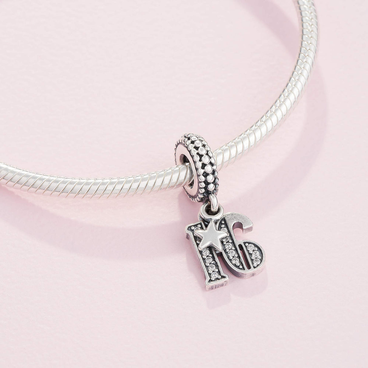 PANDORA 16th Celebration Dangle Charm - Bracelet Charm for PANDORA Moments Bracelets - Sterling Silver with Clear Cubic Zirconia - Gift for Her - Jewelry for Women with Gift Box
