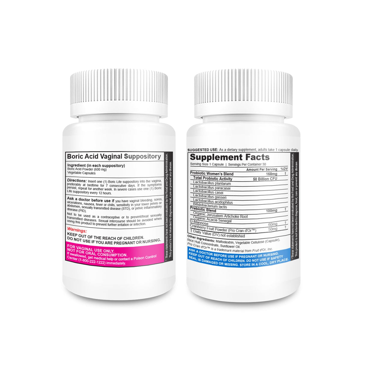 NutraBlast Boric Acid Vaginal Suppositories Bundle with Vaginal Probiotics | Supports Odor Control | Digestive, UT & Intimate Health | Promotes Healthy Intimate Balance (30 Count)