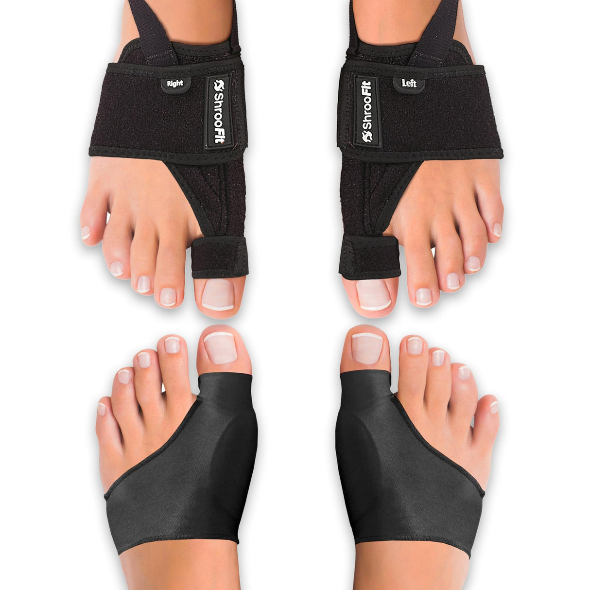 ShrooFit Effective Bunion Corrector for Men & Women | Relief Kit with Cushion Sleeves | Toe Straightener – Large/X-Large