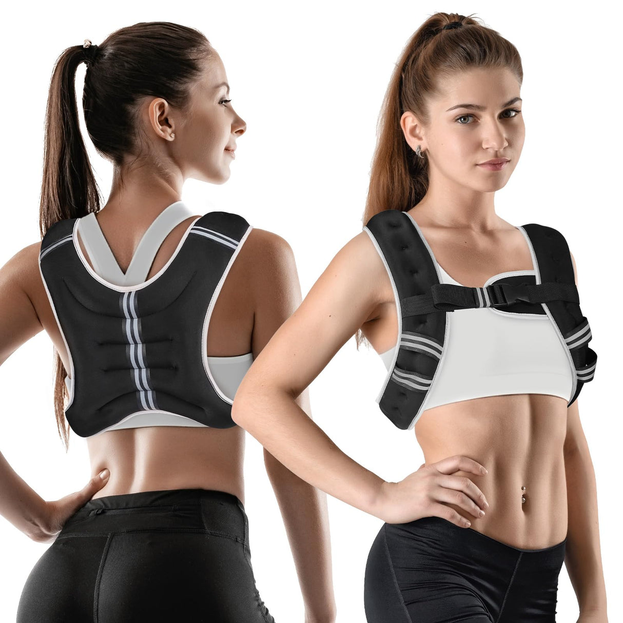 WIN4ALL Weighted Vest Men Women, 6lb/8lb/12lb/16lb/20lb Weighted Vest, Adjustable Women Weight Vest for Walking, Strength Training, Running, Fitness, Muscle Building, 8Lbs, Black